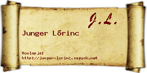 Junger Lőrinc névjegykártya